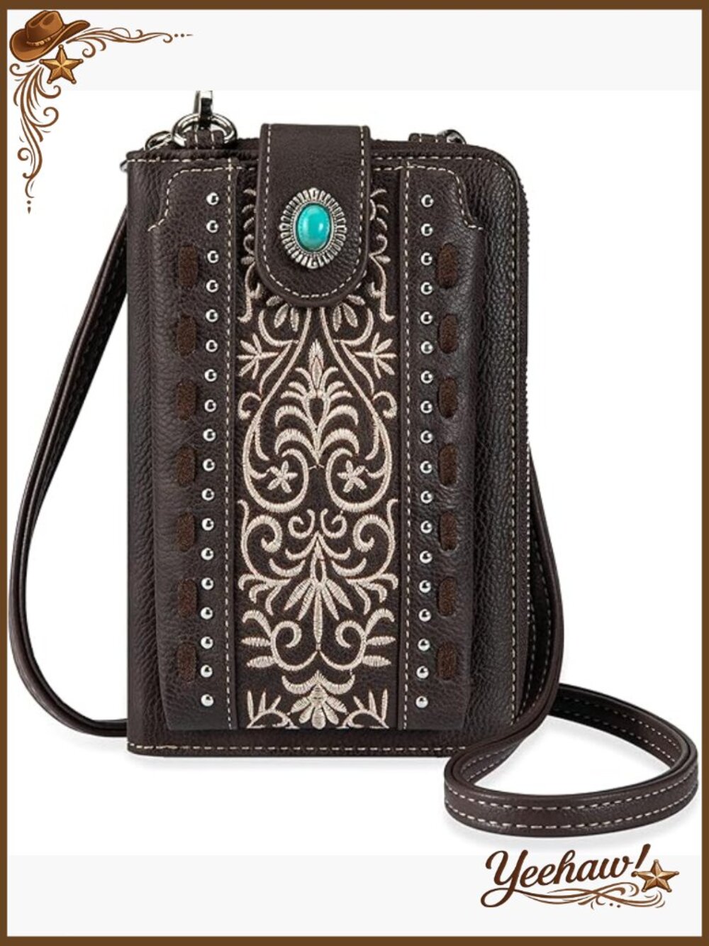 Western Crossbody Phone Wallet with RFID Blocking